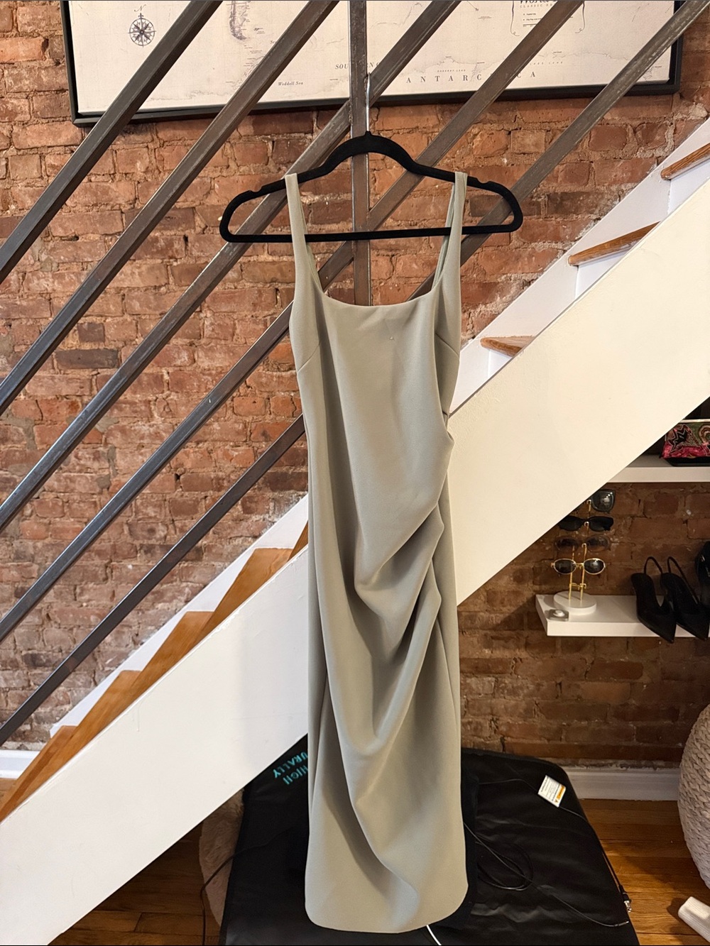 Sleeveless Draped Slip Dress in Sage Green